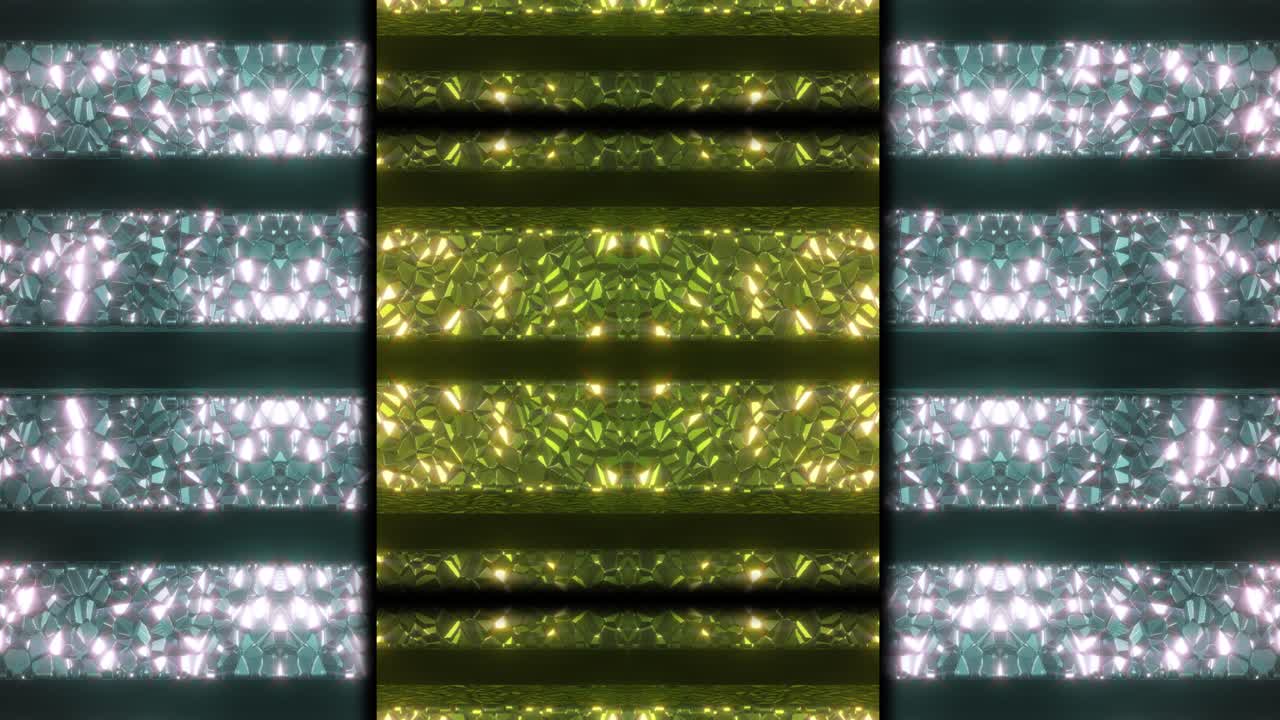 Abstract Geometric Crystal Pattern with Glowing Lights