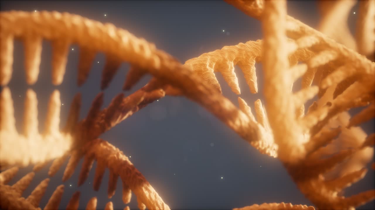 estructura helicoidal doble de la cadena de adn animación de primer plano