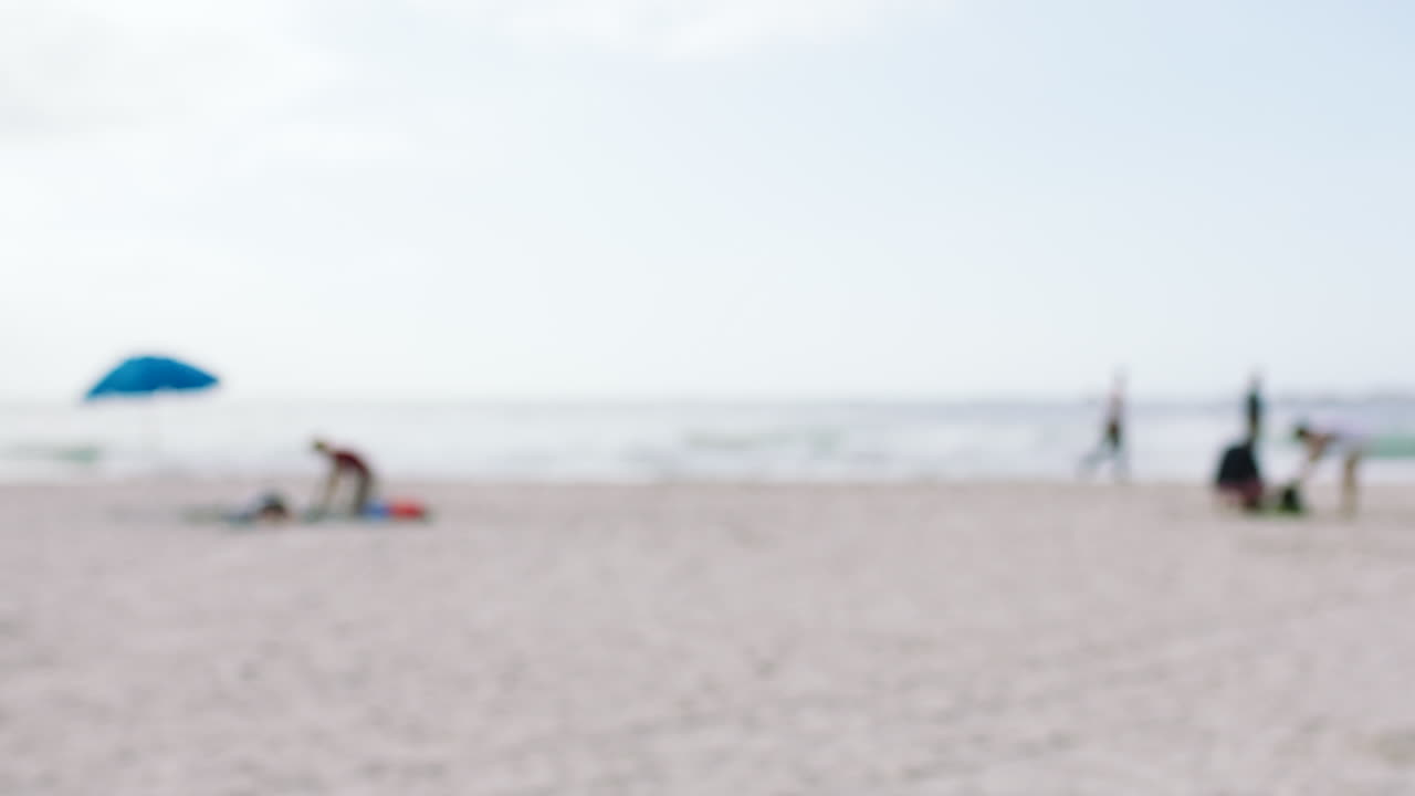 흐릿함, 해변과 여행 휴가에 있는 사람들