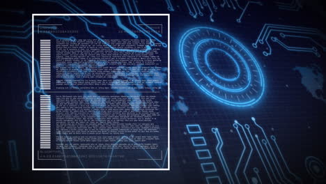 animación del procesamiento de datos a través de una placa de circuitos.
