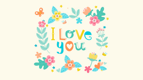 an animation of a i love you floral card