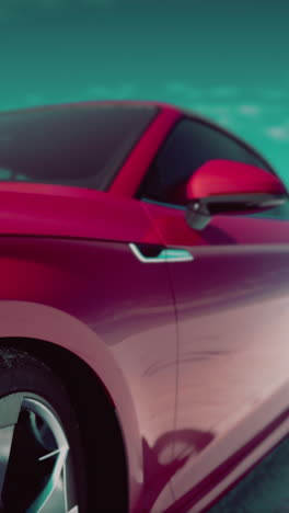 close-up of a pink sports car