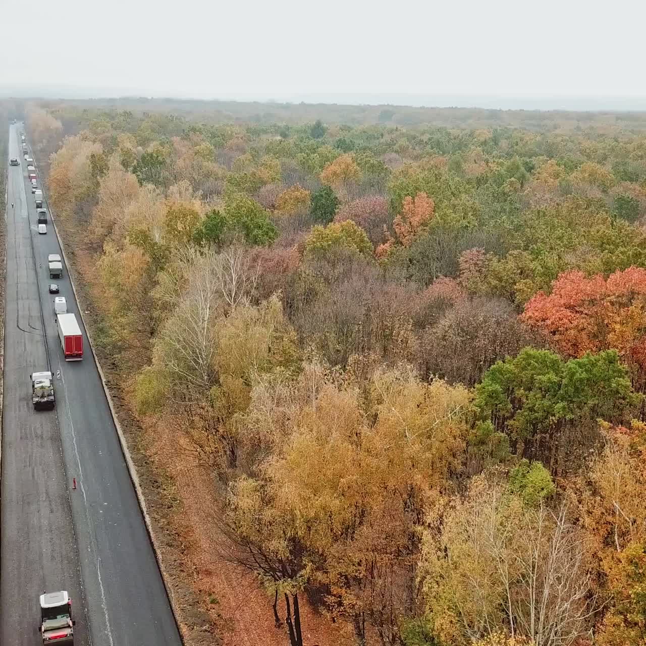 Aerial view road construction site machine