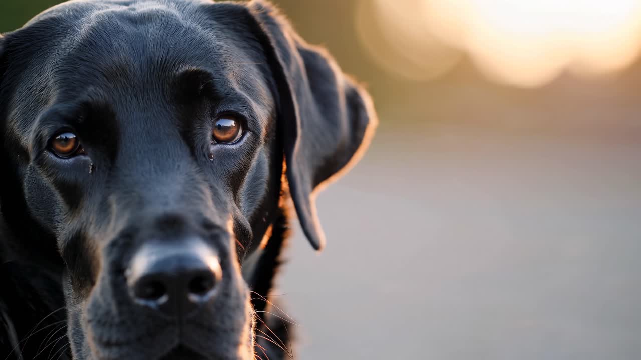 Thoughtful black Labrador retriever portrait