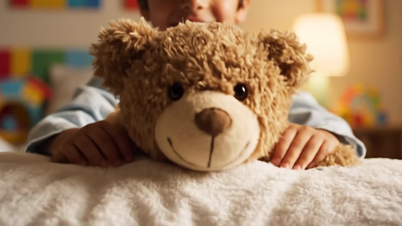 Un niño con su oso de peluche
