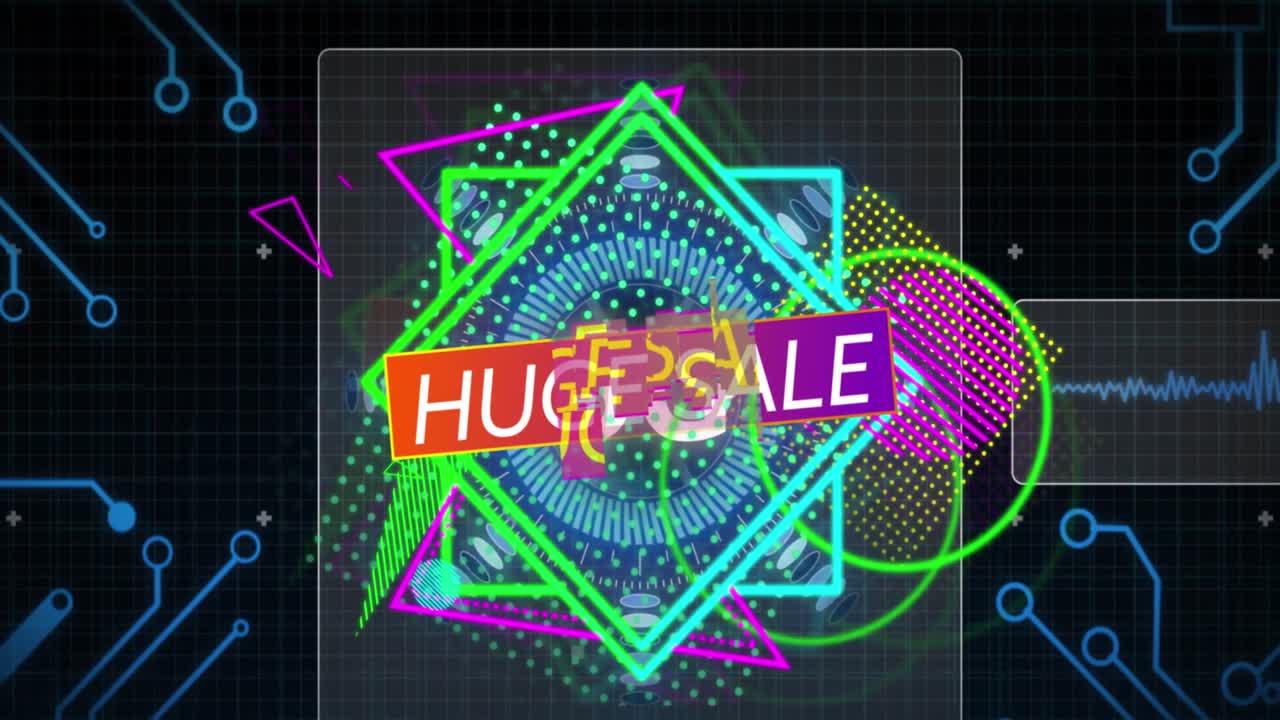 거대한 판매 텍스트에 대한 데이터 처리 애니메이션