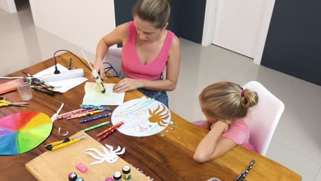 mother and daughter crafting together