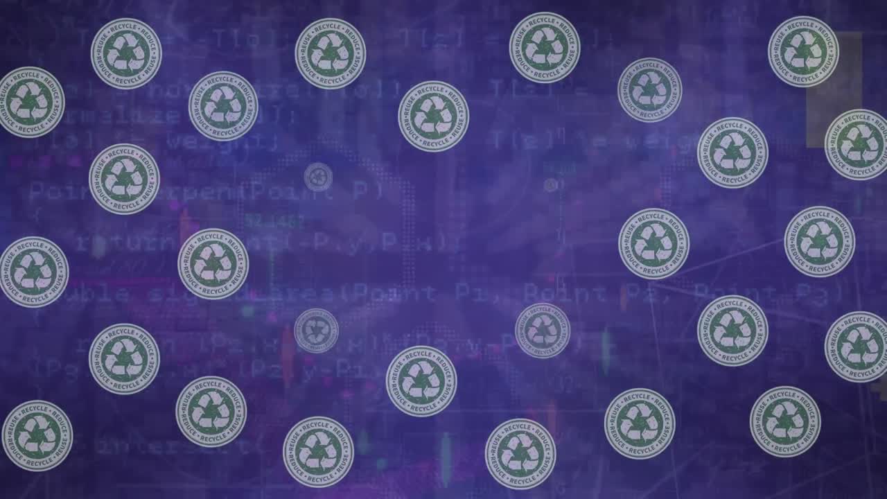 Animation of recycling icons over data processing