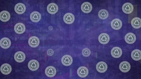 animación de iconos de reciclaje sobre el procesamiento de datos