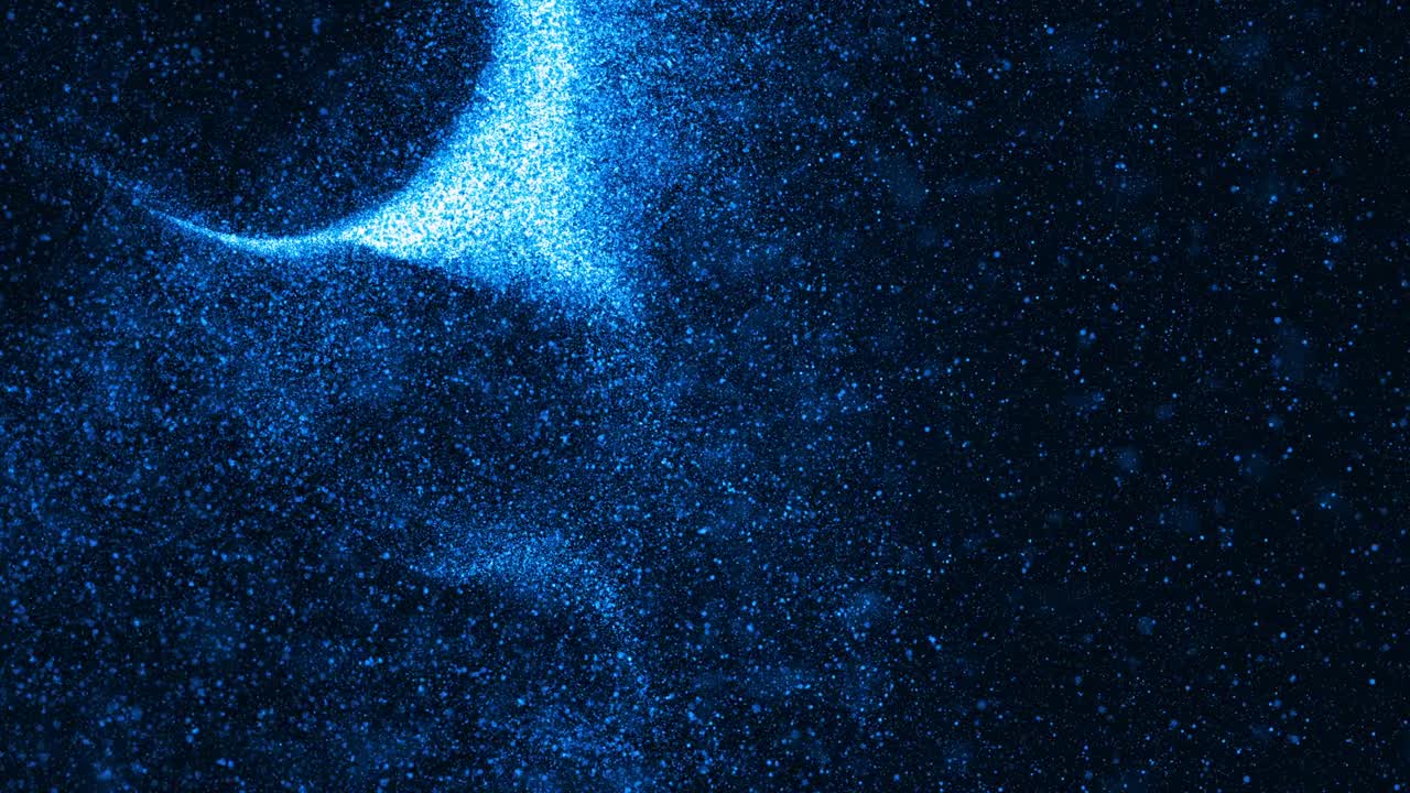 Motion graphic of Blue lighting particle wave levitation abstract background