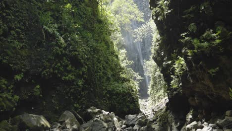 revealing shot of a hidden waterfall found in hawaii