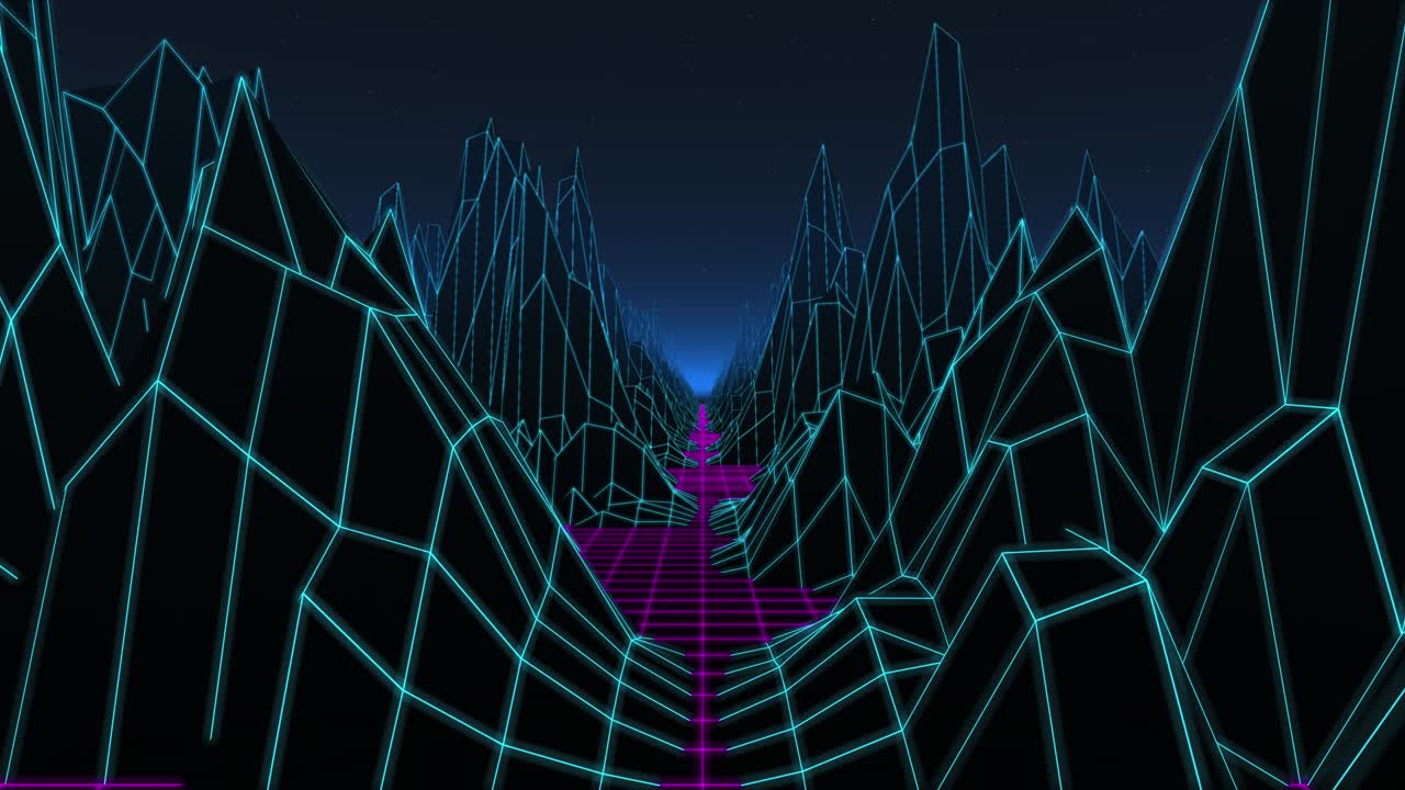 80s Retro Futurism Background Loop 3d render