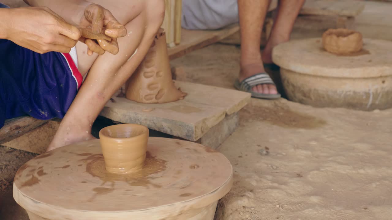 Working On Pottery Wheel, Video In 4K