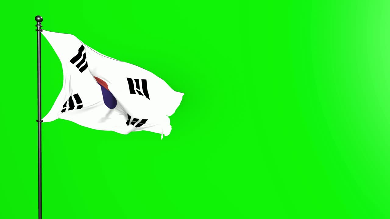 Green screen National flag for South Korea Realistic 3D Flag of South Korea