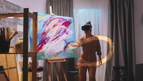 artista pintando en realidad virtual con un pincel