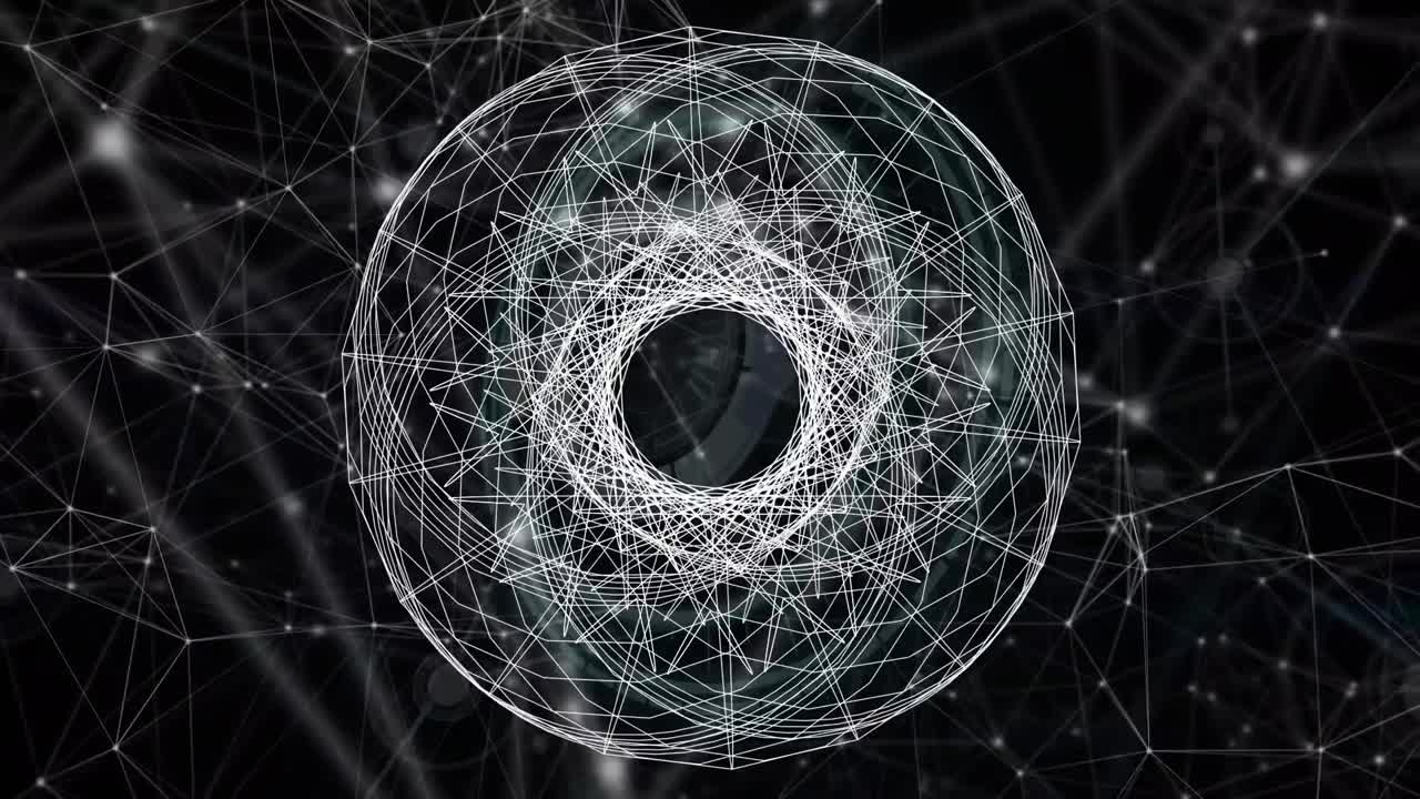 animación de círculos que se mueven sobre una red de conexiones