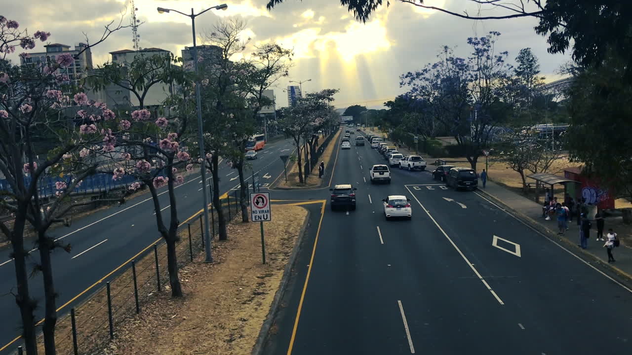 Over the bridge on a summer city Sunset