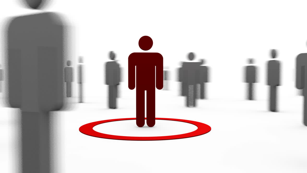 3d 실루은 빨간색을 둘러싸고 회전합니다.