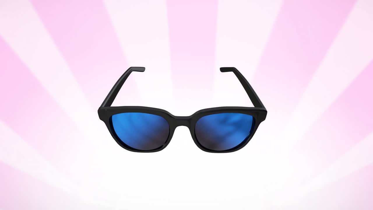 animación de gafas sobre un fondo de rayas rosadas
