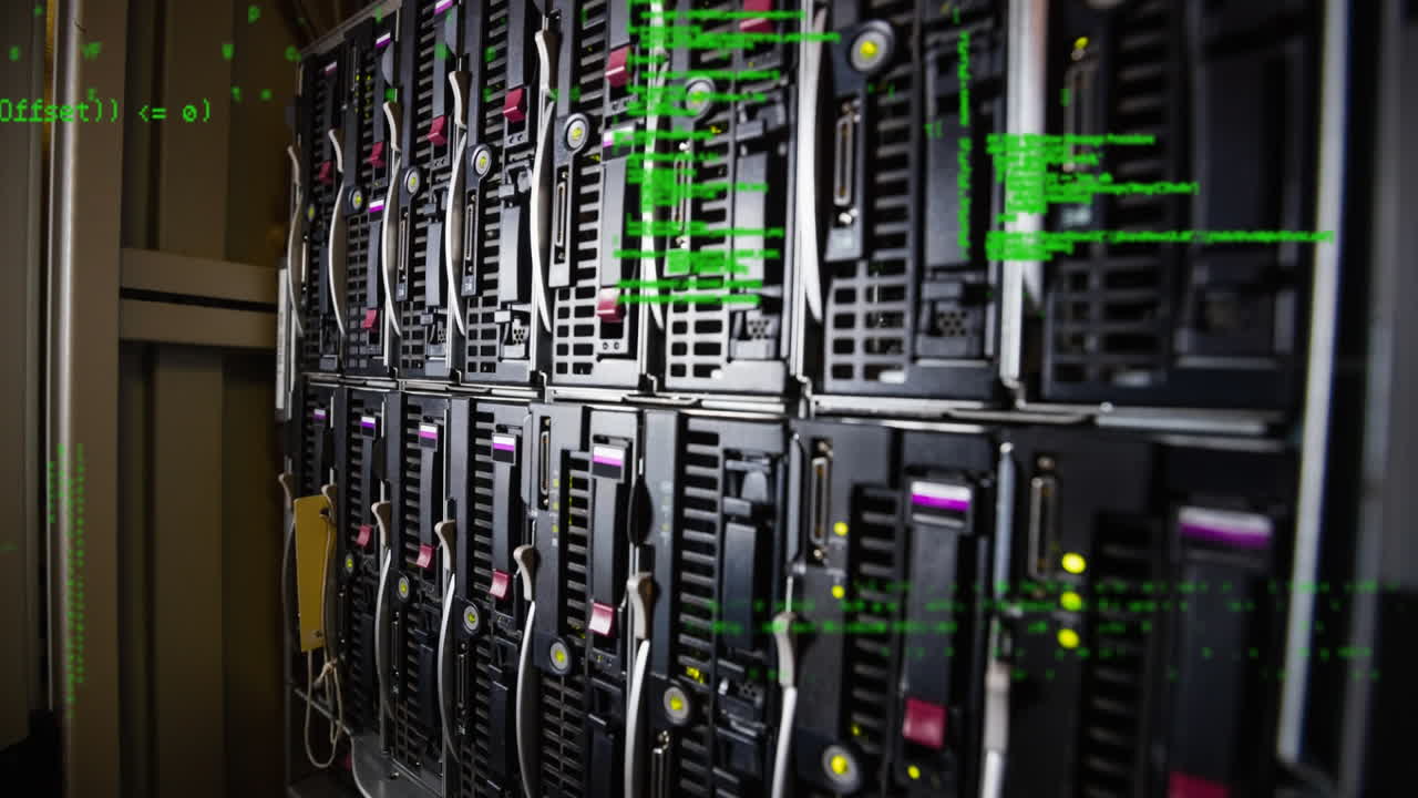 torres de servidor con códigos de interfaz