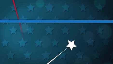 animation of stars with blue, red, white striped moving on star shaped background