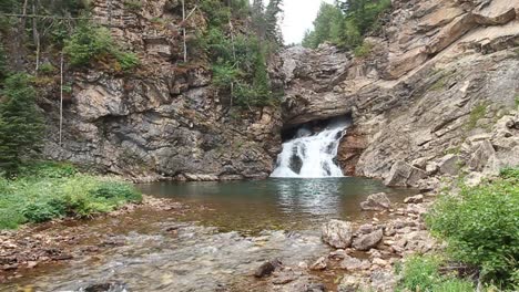 Running-Eagle-Falls-in-Glacier-National-Park,-Montana,-United-States