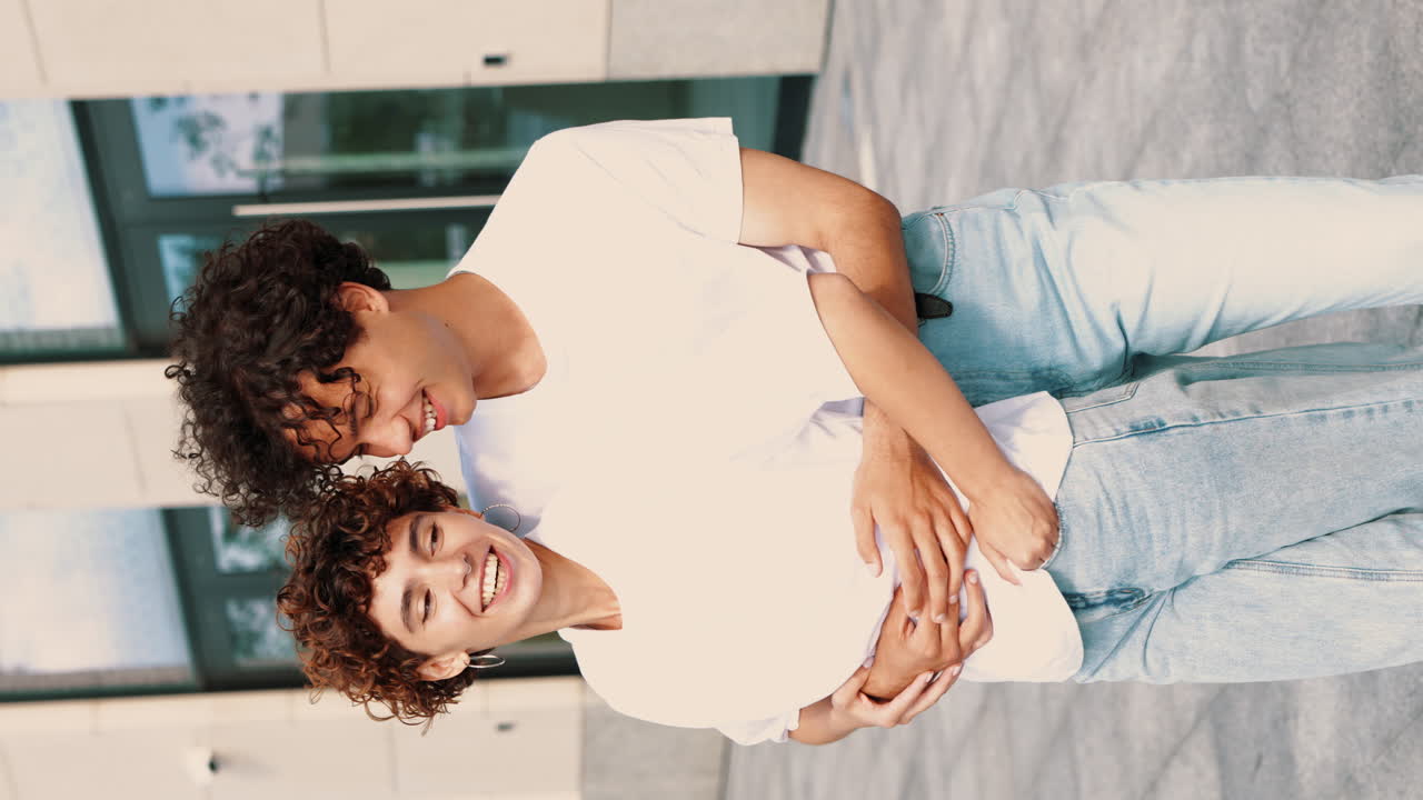 Happy Couple Hugging Outdoors