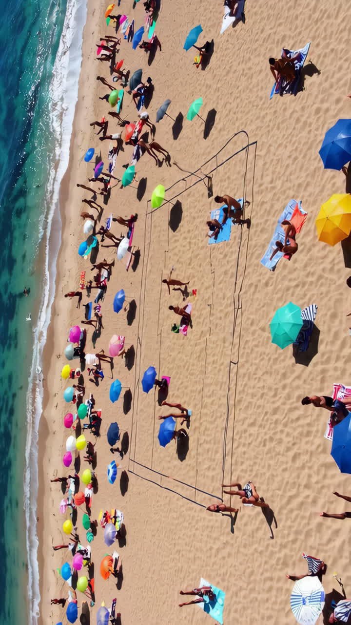 Aerial View of a Crowded Summer Beach