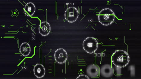 animación de la red de conexiones con datos a través de iconos de medios