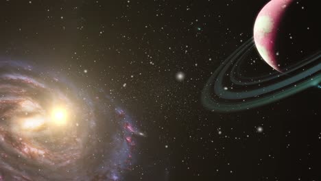 una galaxia y un planeta en movimiento, el gran universo