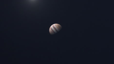 Weite-Rotierende-Ansicht-Des-Planeten-Jupiter-Und-Der-Sonne