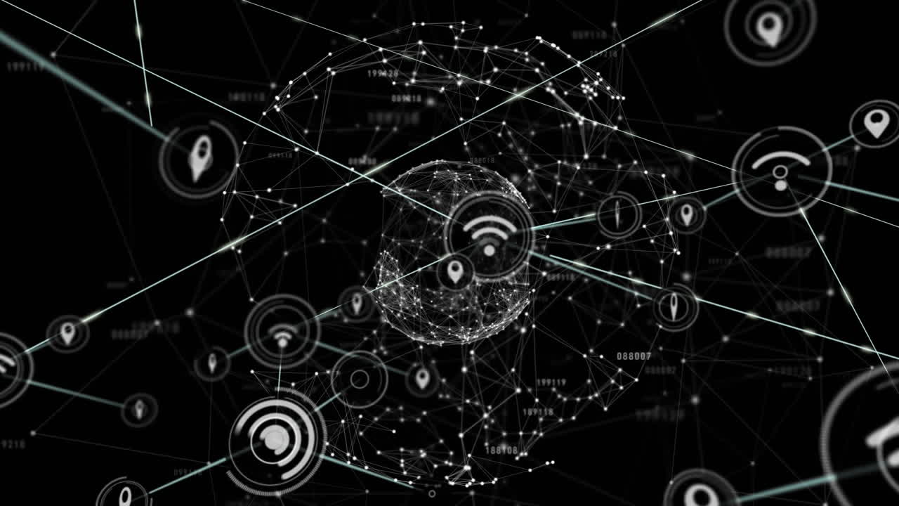 animación del globo con conexiones y procesamiento de datos