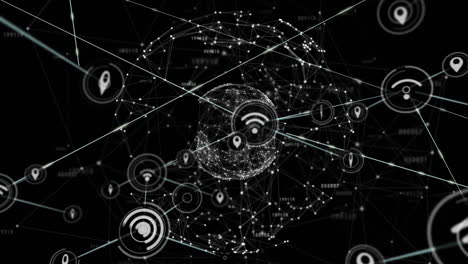 animación del globo con conexiones y procesamiento de datos
