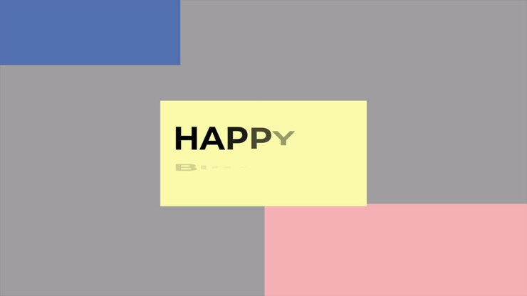 Happy Birthday with colorful squares on fashion gradient