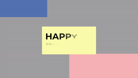 feliz cumpleaños con cuadrados coloridos en el gradiente de la moda