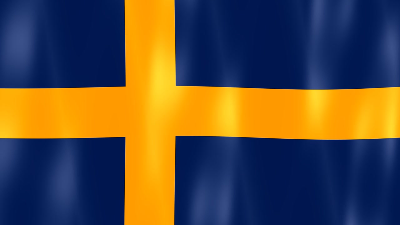 Digital grafik af Sveriges vajende nationalflag.