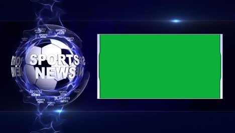 noticias deportivas animación de texto, bolas deportivas y pantalla verde, bucle