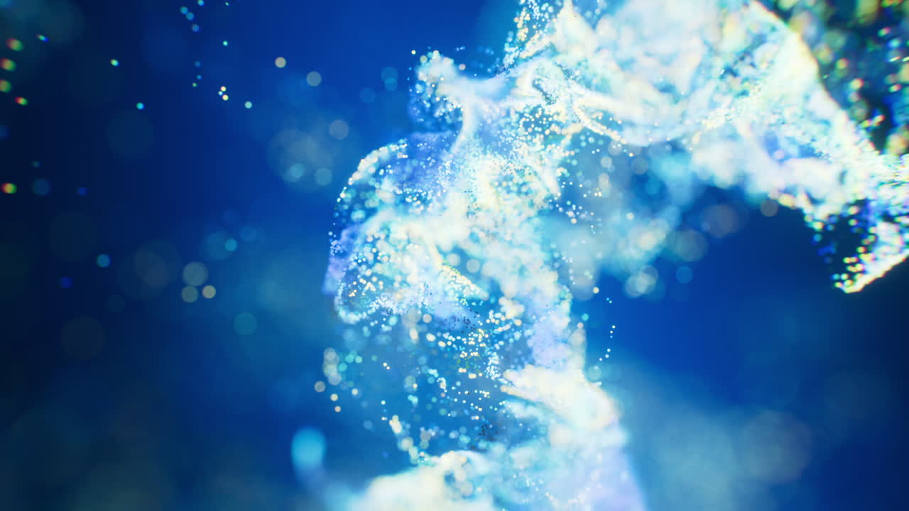 Flowing wave particles background, 3d rendering.