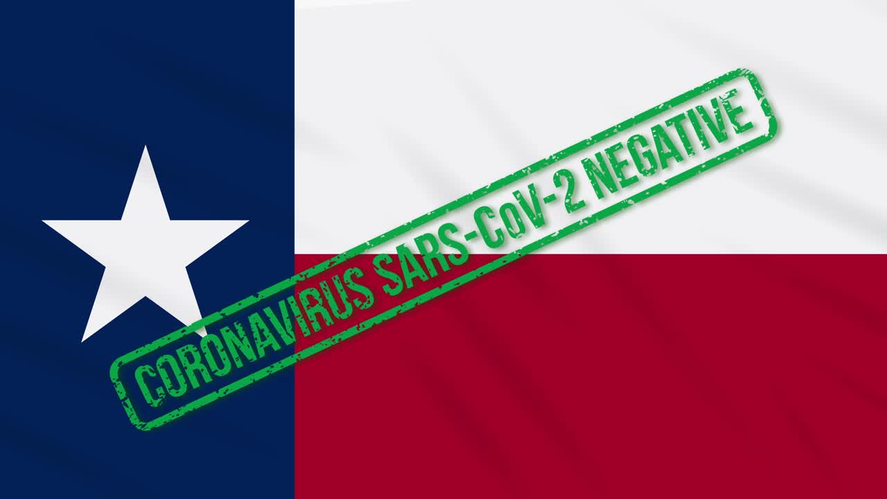 미국 텍사스 주 발은 코로나바이러스로부터의 자유의 초록색 스프로 흔들리고 있습니다.