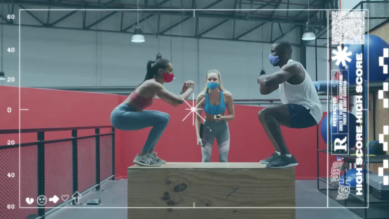 얼굴 마스크를 착용하는 다양한 그룹에 대한 그래프와 통계의 애니메이션