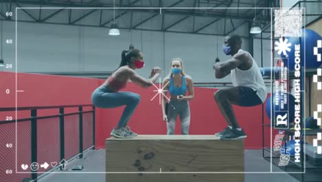 animación de gráficos y estadísticas sobre diversos grupos que usan máscaras faciales trabajando