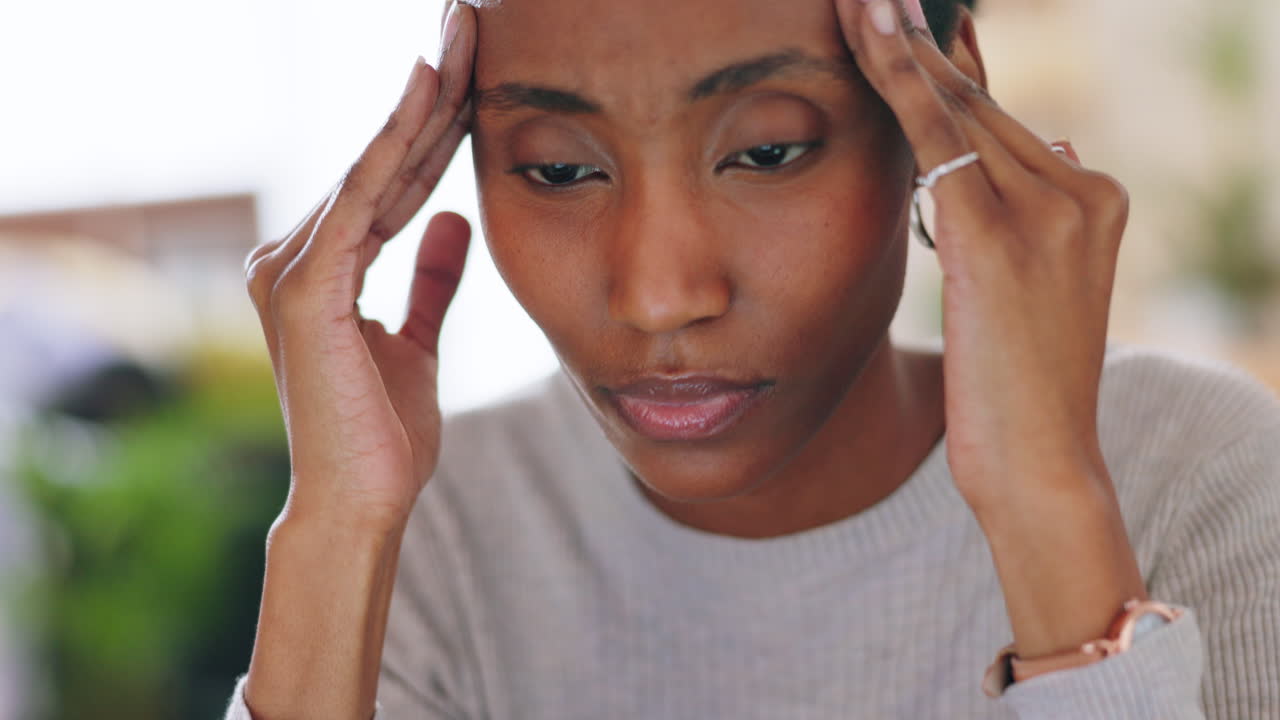 Woman, anxiety and stress student studying