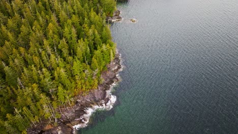 drone shot of beautiful pacific northwest shoreline in british columbia