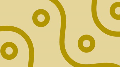 animation of gold pattern of wavy lines and circles scrolling seamlessly on beige background