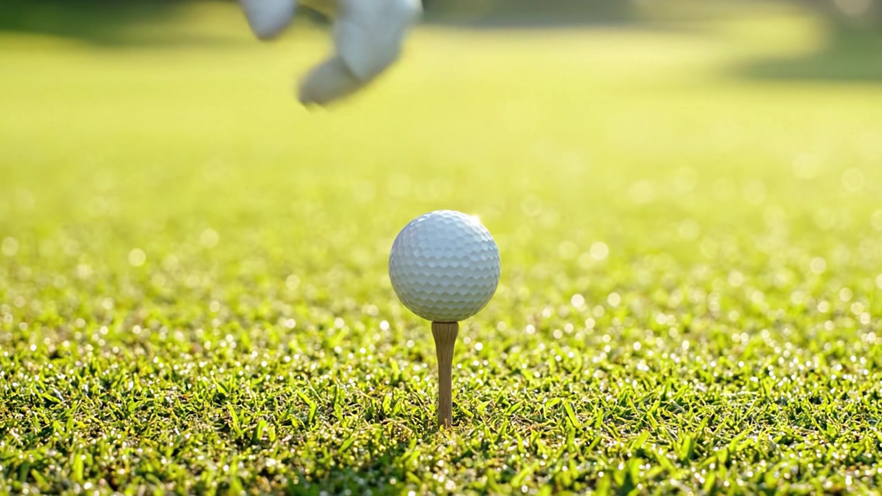 Una pallina da golf posizionata sul tee su un lussureggiante fairway verde, pronta per un tiro perfetto, catturando l'essenza del gioco in due inquadrature accattivanti.