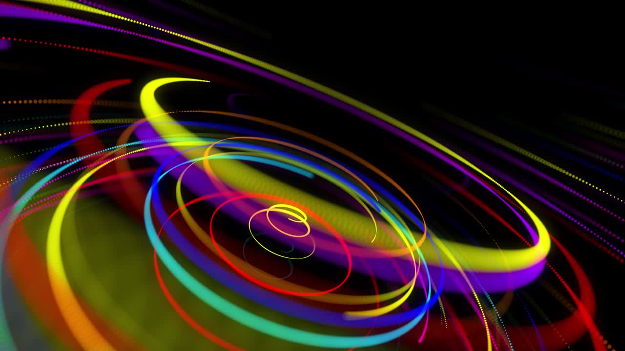 estilo creativo fondo abstracto en 4k. líneas de color girando en espiral volar a lo largo de la ruta giratoria. diseño de movimiento bg de partículas que dan forma a líneas, hélice y estructuras abstractas. render 3d