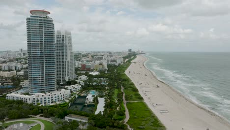 drone video over looking southbeach in miami florida