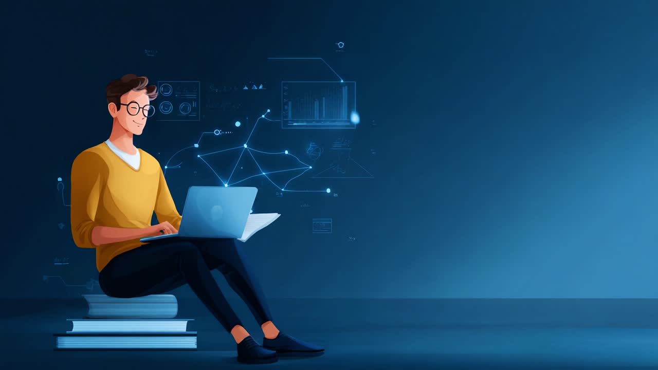Man analyzing data on a laptop