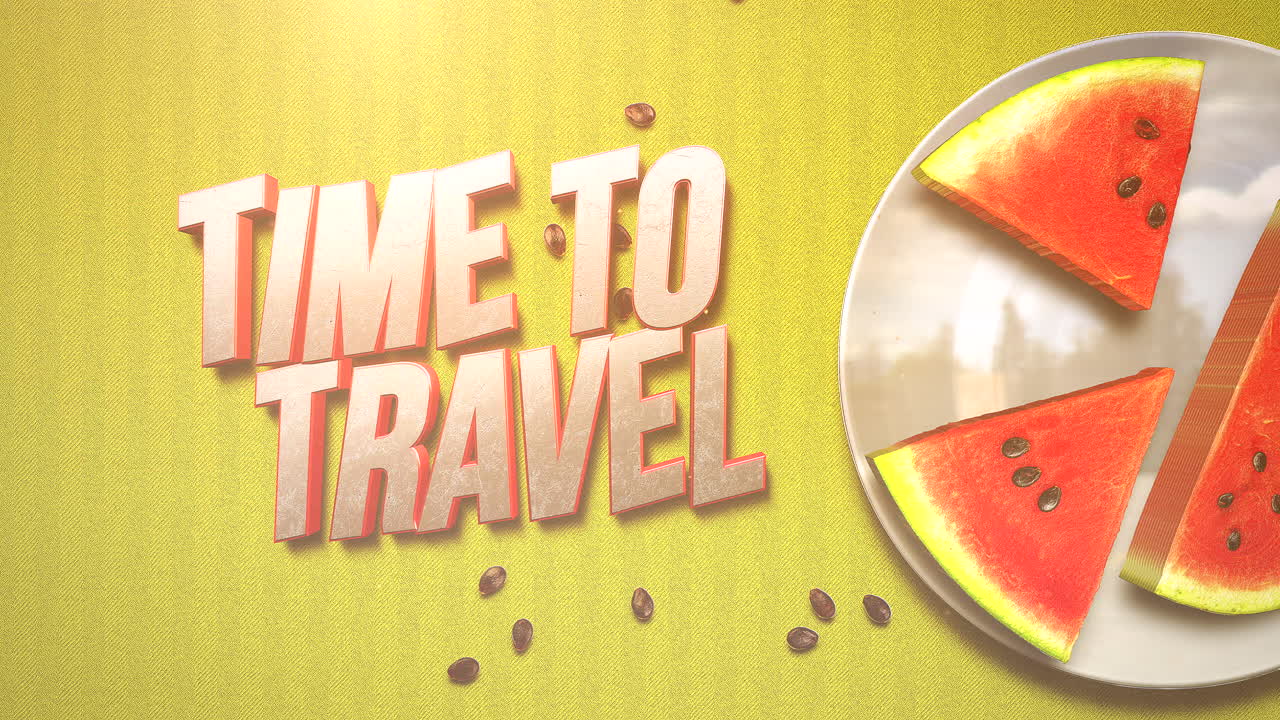 hora de viajar en la mesa con sandía