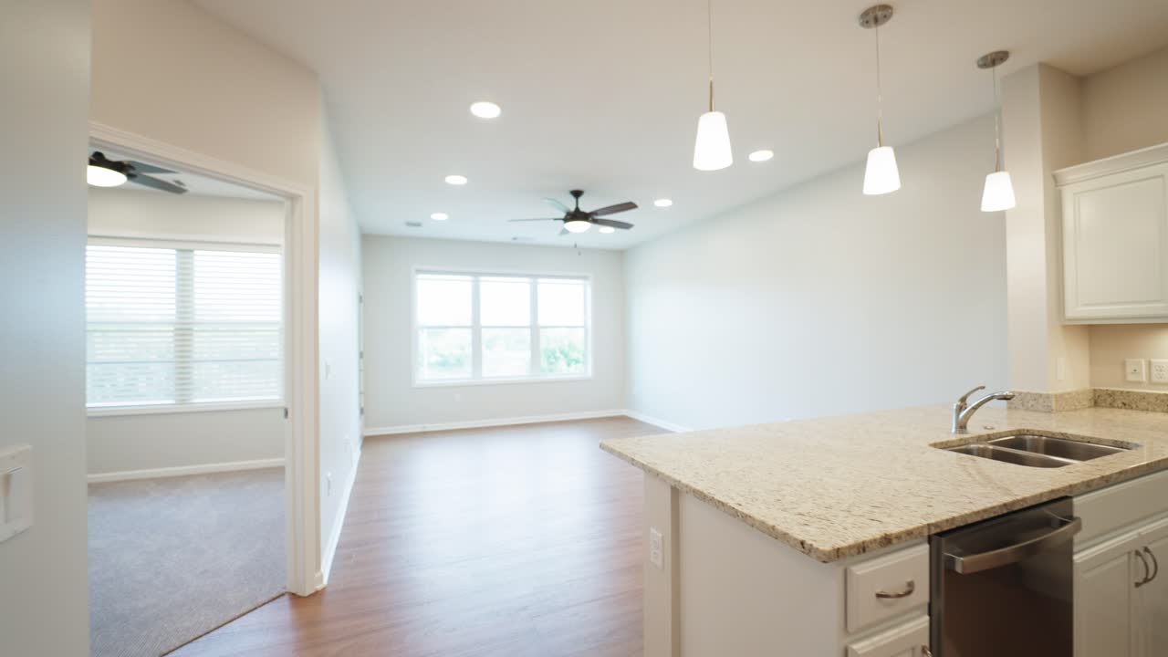 Slow motion gimbal footage of a new build apartment complex